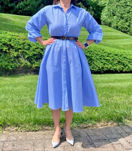 Chic and Elegant Striped Shirt Dress, in Luxury Old Money Tradition