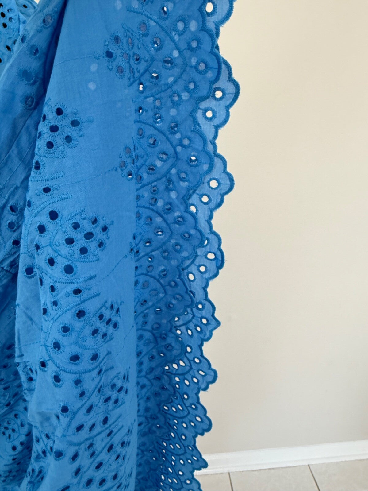 Embroidered Blue Maxi Dress – Boho Style, Puff Sleeves, Tiered Tunic