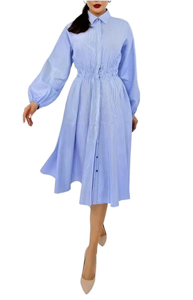 Chic and Elegant Striped Shirt Dress, in Luxury Old Money Tradition